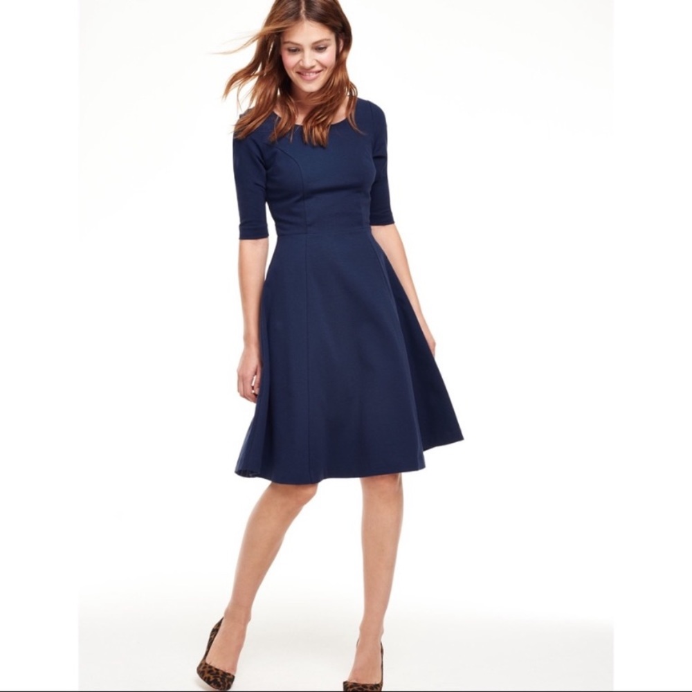 Boden Irene Navy Ponte Skater Fit and Flare Dress